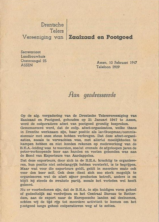 19470210 Drentsche Telers Vereeniging Zaai en pootgoed