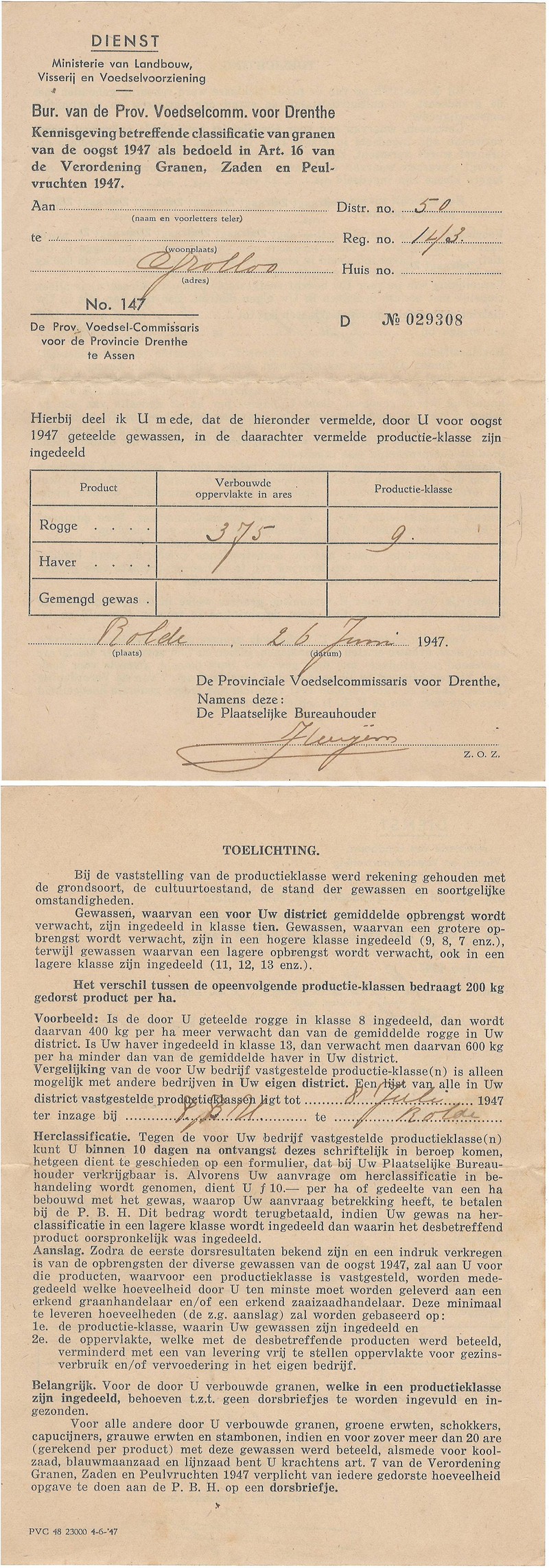 19470626 Klassificatie Granen NN