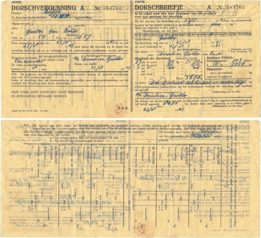 19430823 Dorschvergunning en Dorschbriefje NN