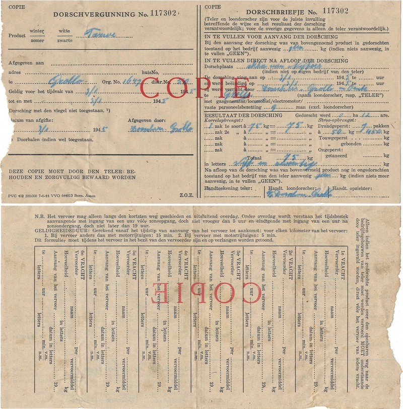 19450103 Dorschvergunning en Dorschbriefje NN