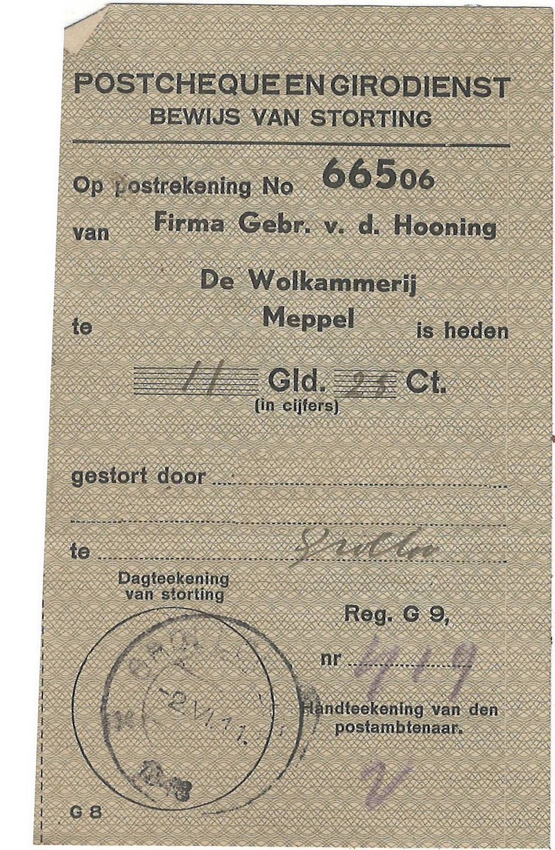 1948 Stortingsbewijs Fa vd Hooning2 NN