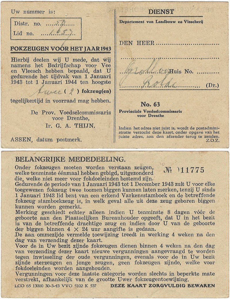1943 toestemming aantal fokzeugen NN