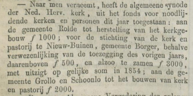 18530916 krant De Nederlander nieuwe Utrechtsche courant geld voor kerk