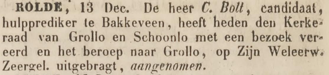 18531214 krant NieuweDrentsecourant kerk vacature ingevuld