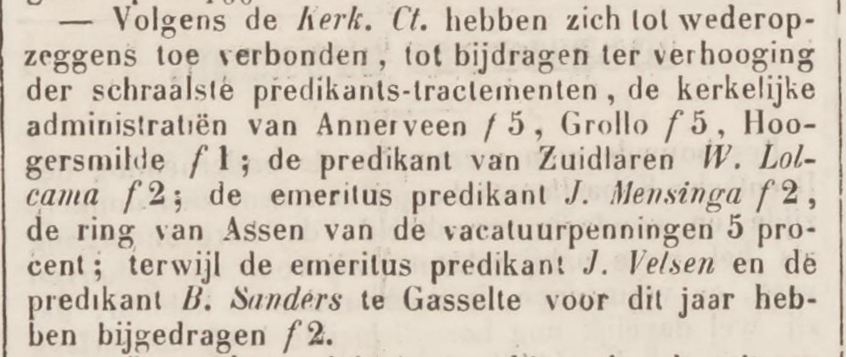 18541202 krant NieuweDrentscheCourant kerk salaris predikant
