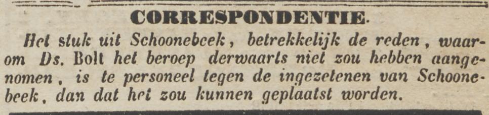 18580415 krant PDAC Schoonebeek benoeming Bolt