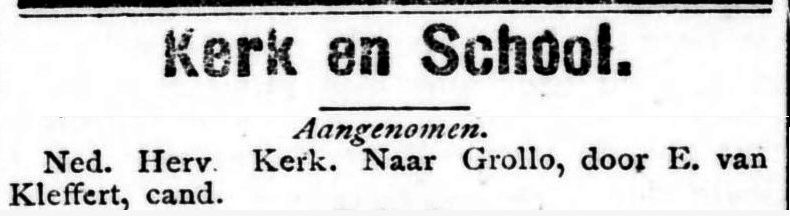 18760410 krant De Standaard kerk Kleffert