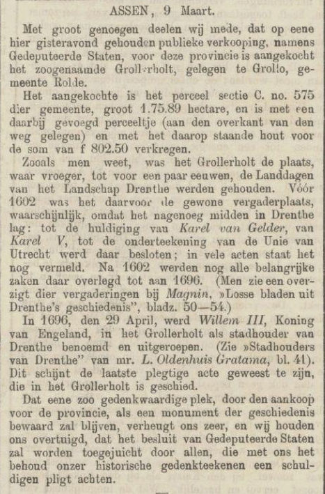 18770310 krant PDAC Grollerholt aangekocht