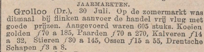 18980802 krant Nieuws van den dag Jaarmarkt Grolloo