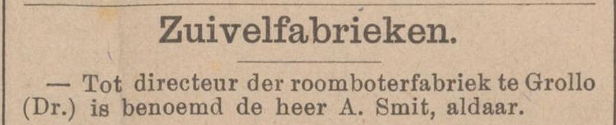 18990307 krant Nederlandsch weekblad voor zuivelbereiding en veeteelt directeur zuivelfabriek