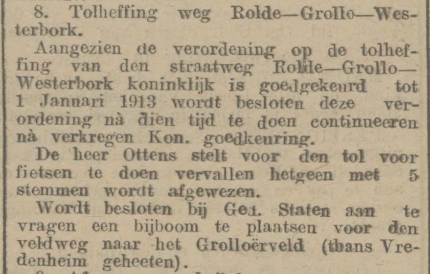 19120928 krant PDAC Tolheffing verlengen bijboom Vredenheim