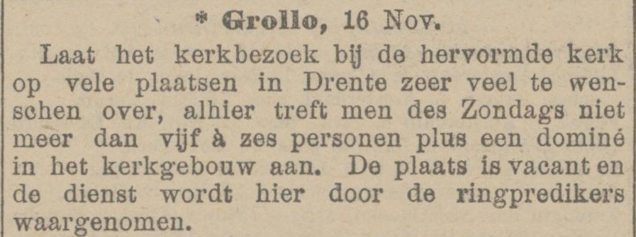 19121119 krant Nieuwe Veendammer courant kerkbezoek valt tegen