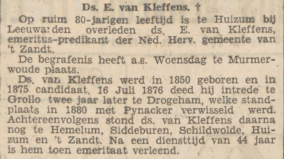 19301021 krant NvhN Kleffens overleden