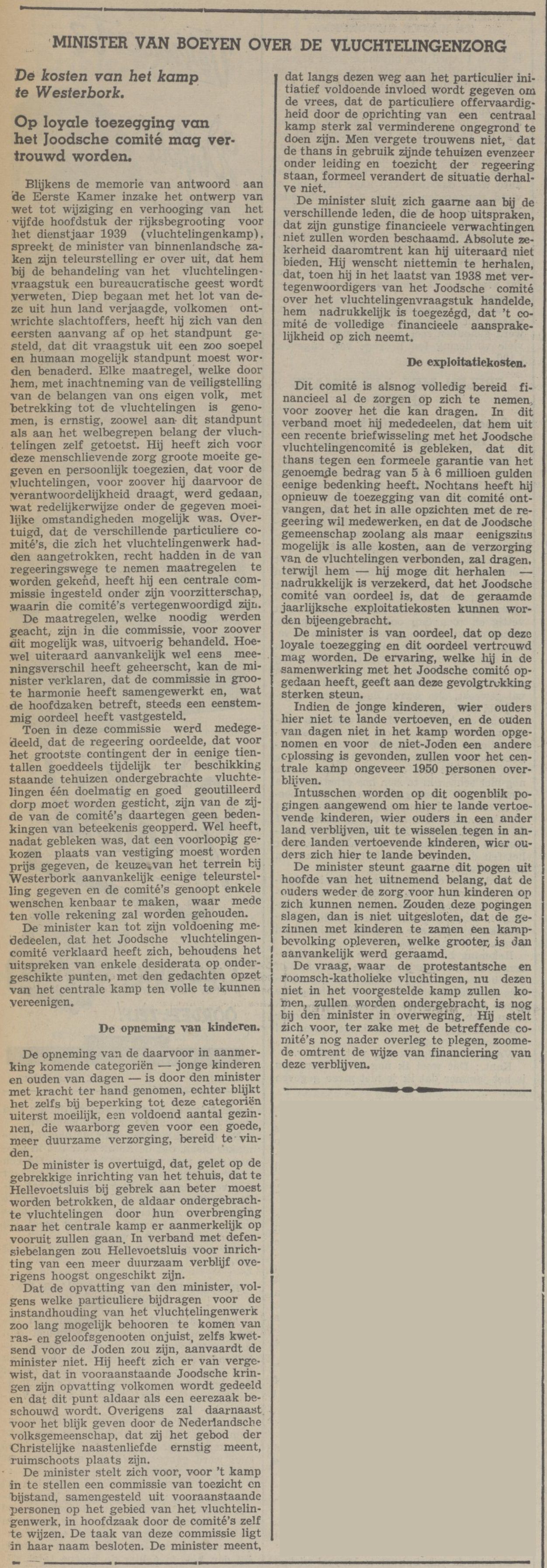 19390614 krant PDAC ontstaan kamp Westerbork 10