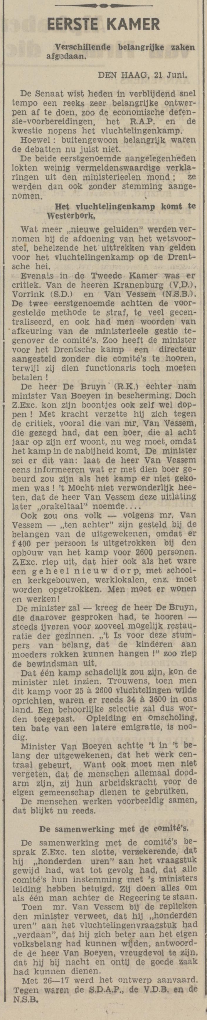 19390622 krant PDAC ontstaan kamp Westerbork 11