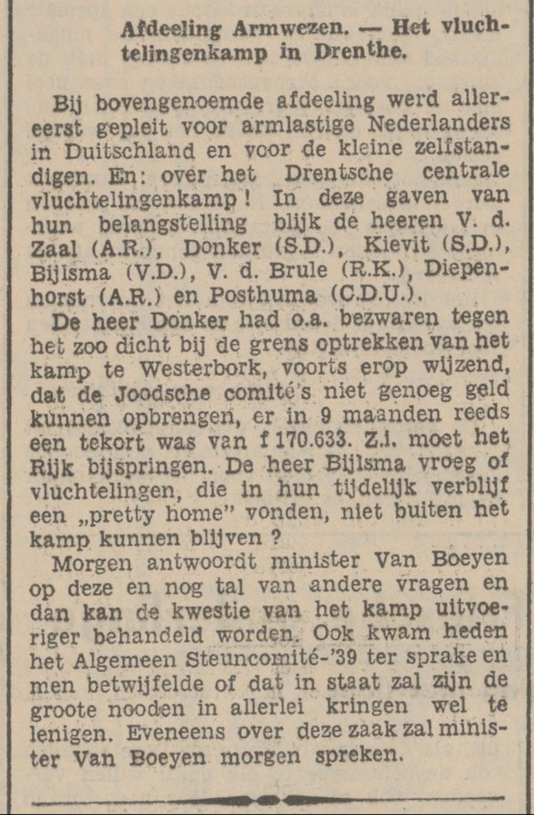 19391123 krant PDAC ontstaan kamp Westerbork 15