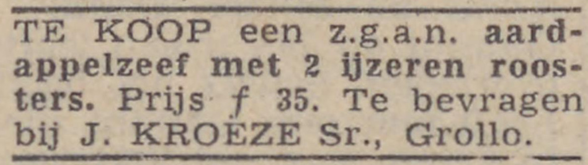 19440223 krant Drentsch dagblad smeden Kroeze advertentie ijzerwaren
