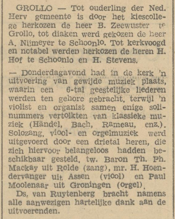19500102 krant PDAC kerk verkiezingen muzikavond Ruytenberg