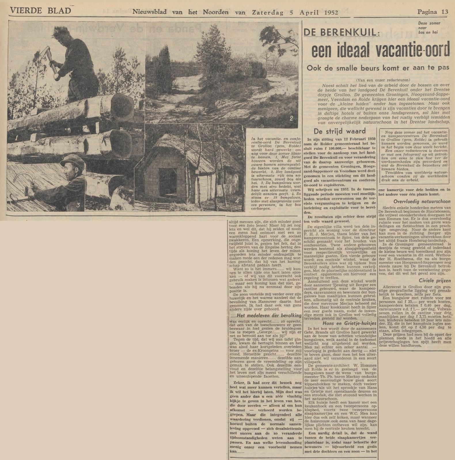 19520113 krant NvhN ideaal vacantieoord