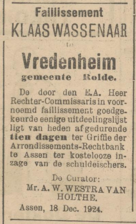 19241222 krant PDAC faillissement Wassenaar