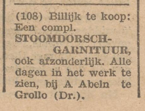 19320128 krant Alg Ned landbouwblad Ablen verkoopt dorschgarnituur