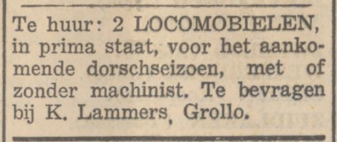 19360516 krant PDAC locomobielen te huur bij Lammers